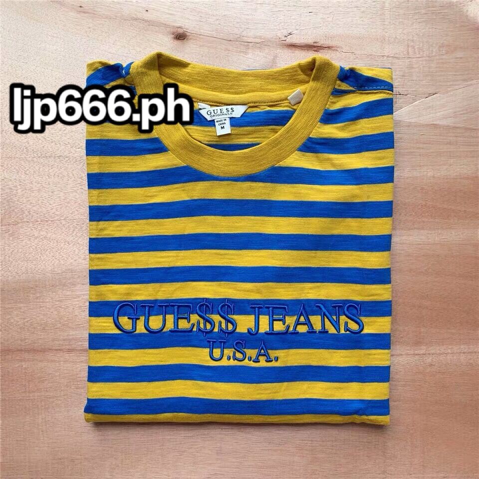 Guess shirt blue and yellow online