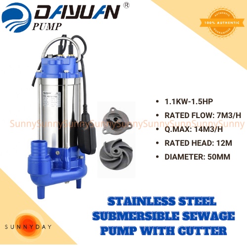 DAYUAN STAINLESS STEEL SUBMERSIBLE SEWAGE PUMP WITH CUTTER (DIRTY WATER ...