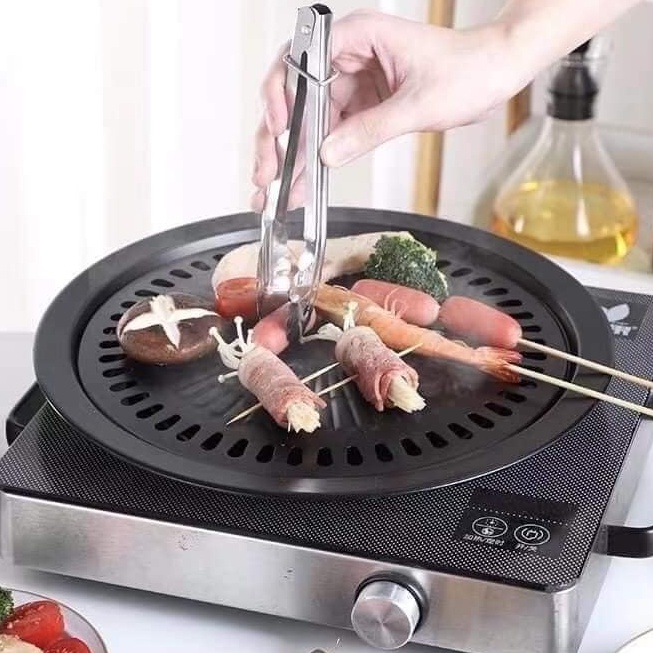 Korean Grill Plate in Stainless Steel, NonStick 32cm