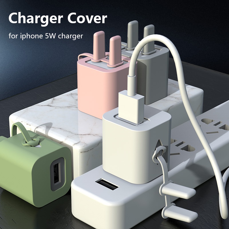 Charger Protector Soft Silicone Charger Cover Compatible for Iphone 5w