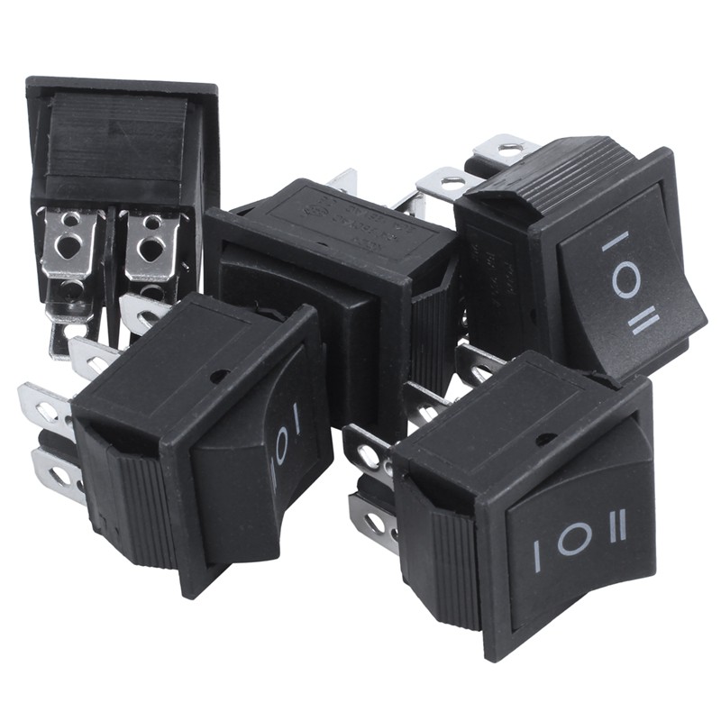 5 Pcs 6 Pin DPDT Black Button On/Off/On Rocker Switch AC 2 | Shopee ...