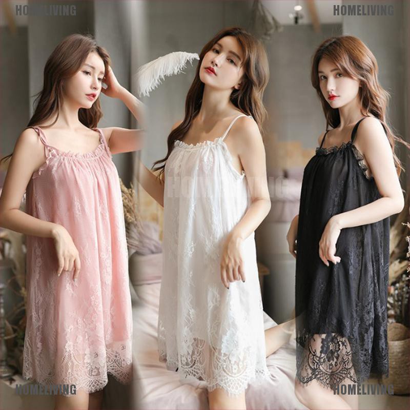 HOMEのDRESS] Lace Night Dress Lingerie Nightgown Mini Nightwear Women Sleep  Dress Sleepwear