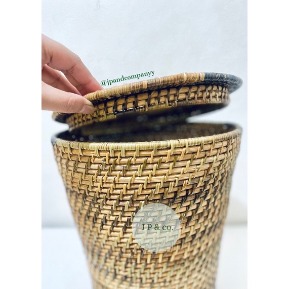 Rattan Trash Can with cover by JP&co. Shopee Philippines