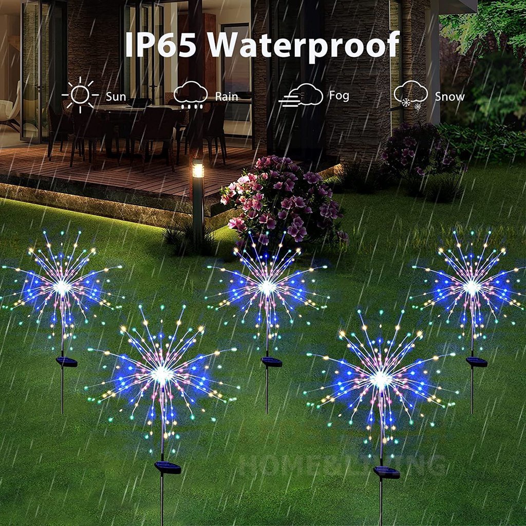 Solar Garden Lights Outdoor Waterproof LED Firework Lamps Christmas ...