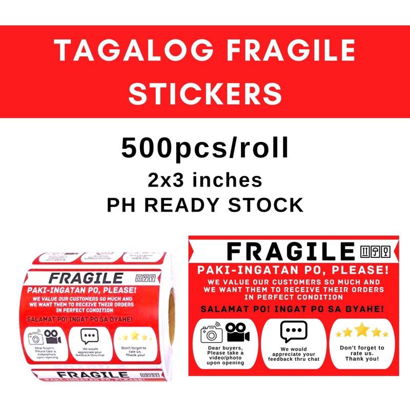 Tagalog Fragile Sticker Label 500pcs Shopee Philippines