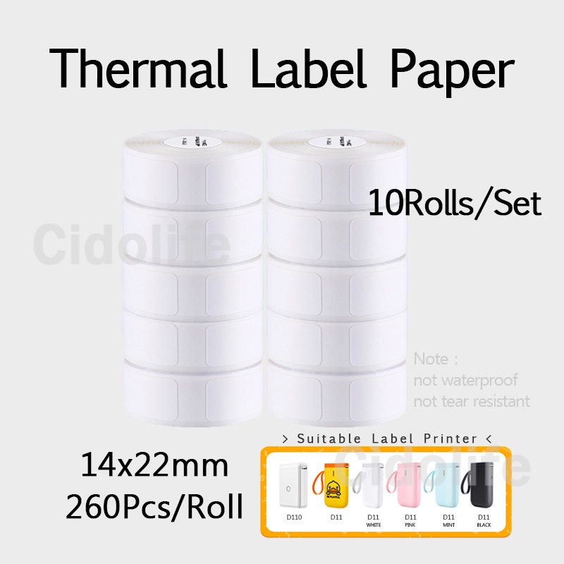 10Rolls Niimbot D11 D110 Thermal Printer Refill Label Sticker Paper ...