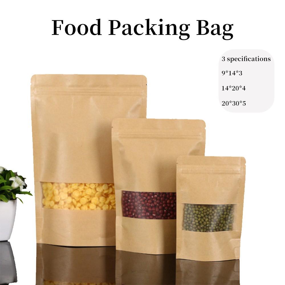 50 Pcs Paper Gift Bags With Window Kraft Shopping Bags With 