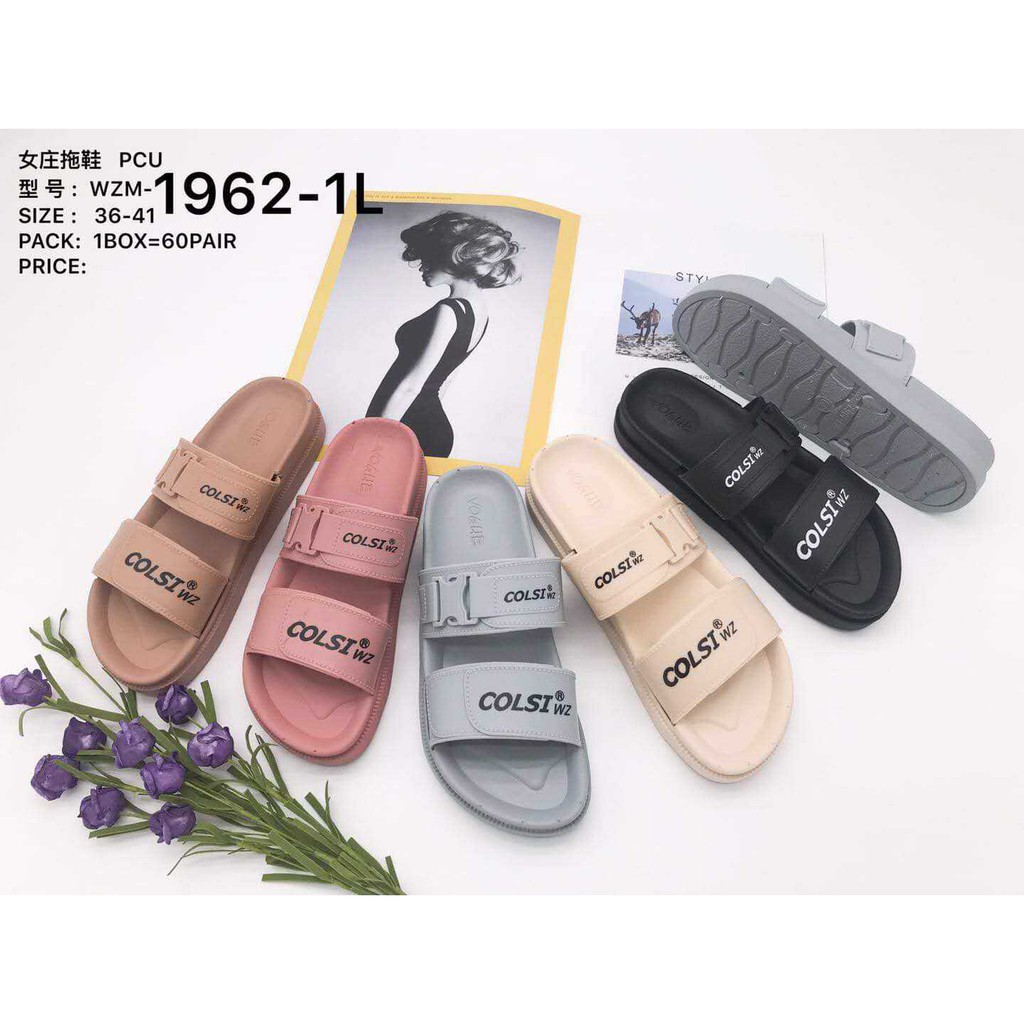 FW-TWO STRAP RUBBER TYPE SLIPPERS KOREAN FASHION NEW ARRIVAL STYLE DESIGN  FOR WOMEN