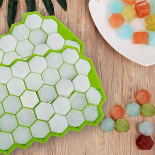 Ready Stock Ice Tray With Lid 37 Cell Honeycomb Shape Silicone Ice Cube 