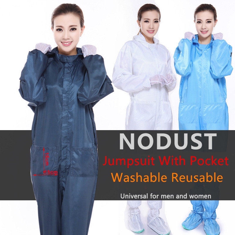 Clean Room Overall with Pocket Coverall ESD PPE Suit Washable Reusable ...