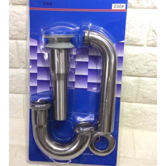 Stainless Lavatory P-trap with drain and tailpiece (set) 1-1/4 ...