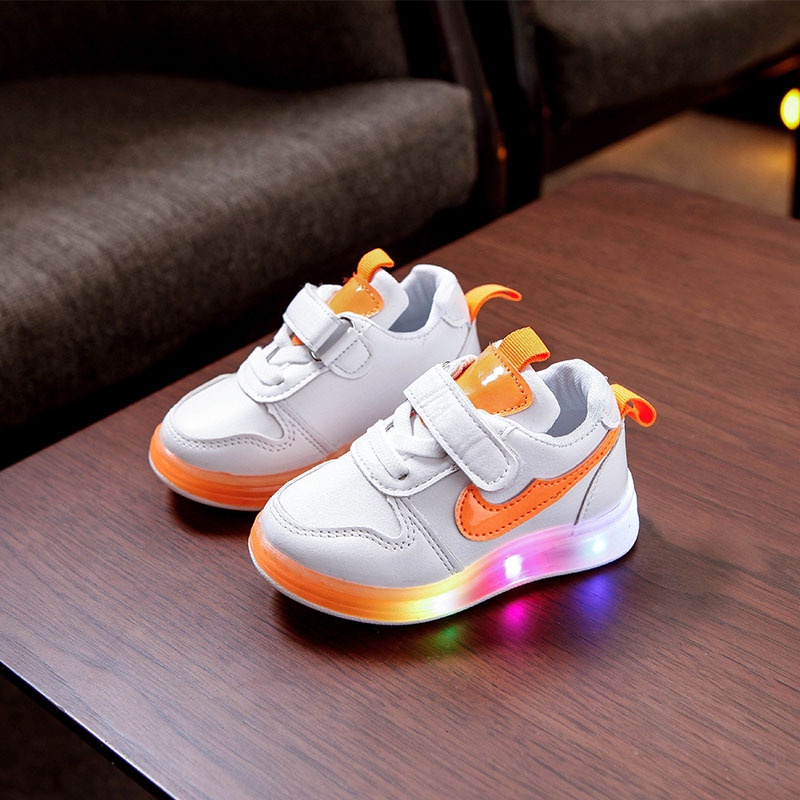 2022 spring new kid's shoes baby LED shinny shoes kids board flash ...