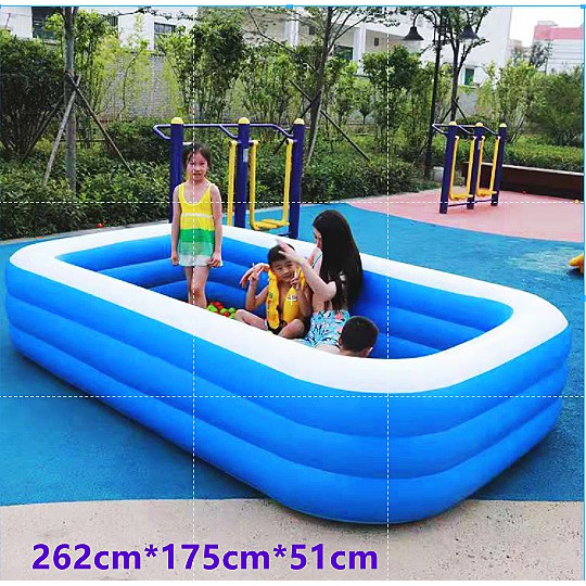 Inflatable Kids Pool, 262x 175 X60cm Green Kids Pool Summer Water Fun ...