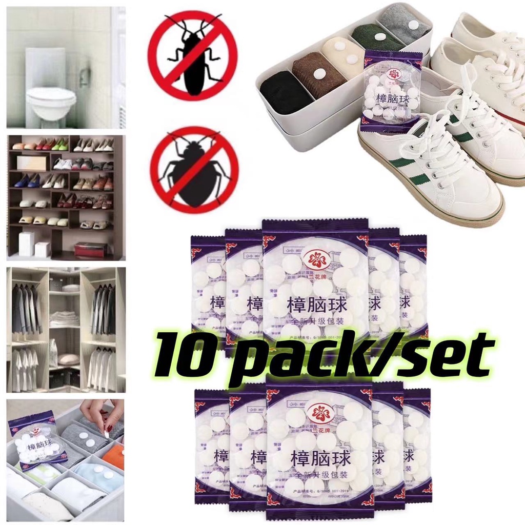 10 pack/set Natural Mothballs Wardrobe Odor Removal Insectresistant
