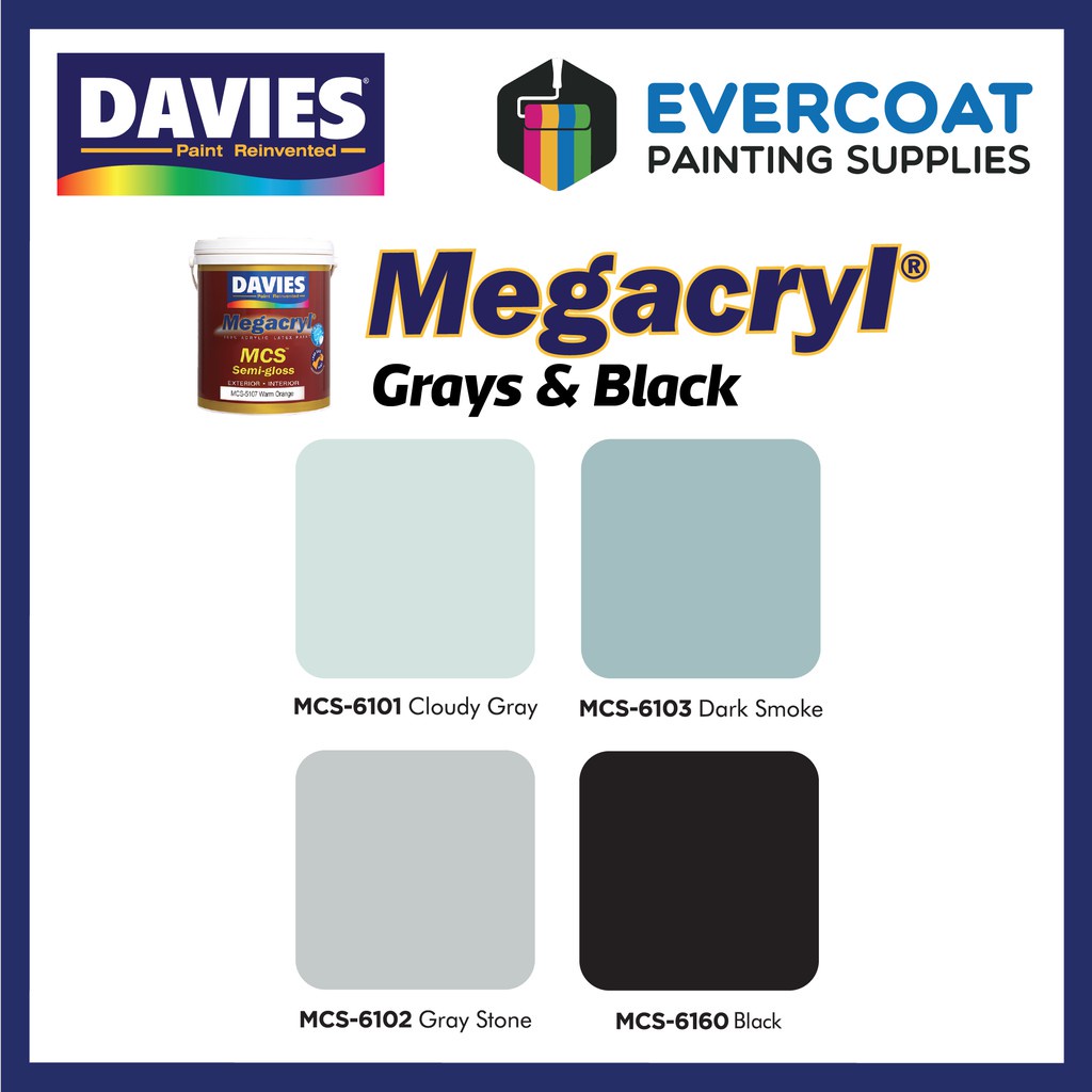 Davies Megacryl MCS Semi-Gloss, 100% Acrylic Latex, 70 Colors, Water ...