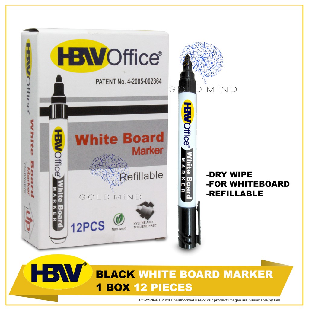 HBW 213 White Board Marker 1 Box 12 Pcs Red, Blue And Black | Shopee ...