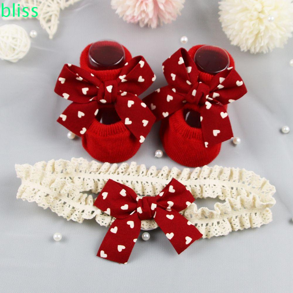 BLISS 2Pcs/Set Socks Headband Set Winter Toddler Floor Socks Infant