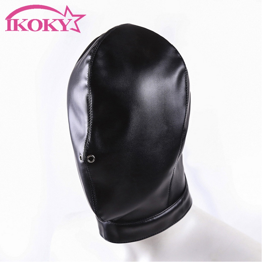 Ikoky Sex Head Mask Sm Bondage Cosplay Restraints Adult Games Fully Enclosed Hood Mask Erotic 5850