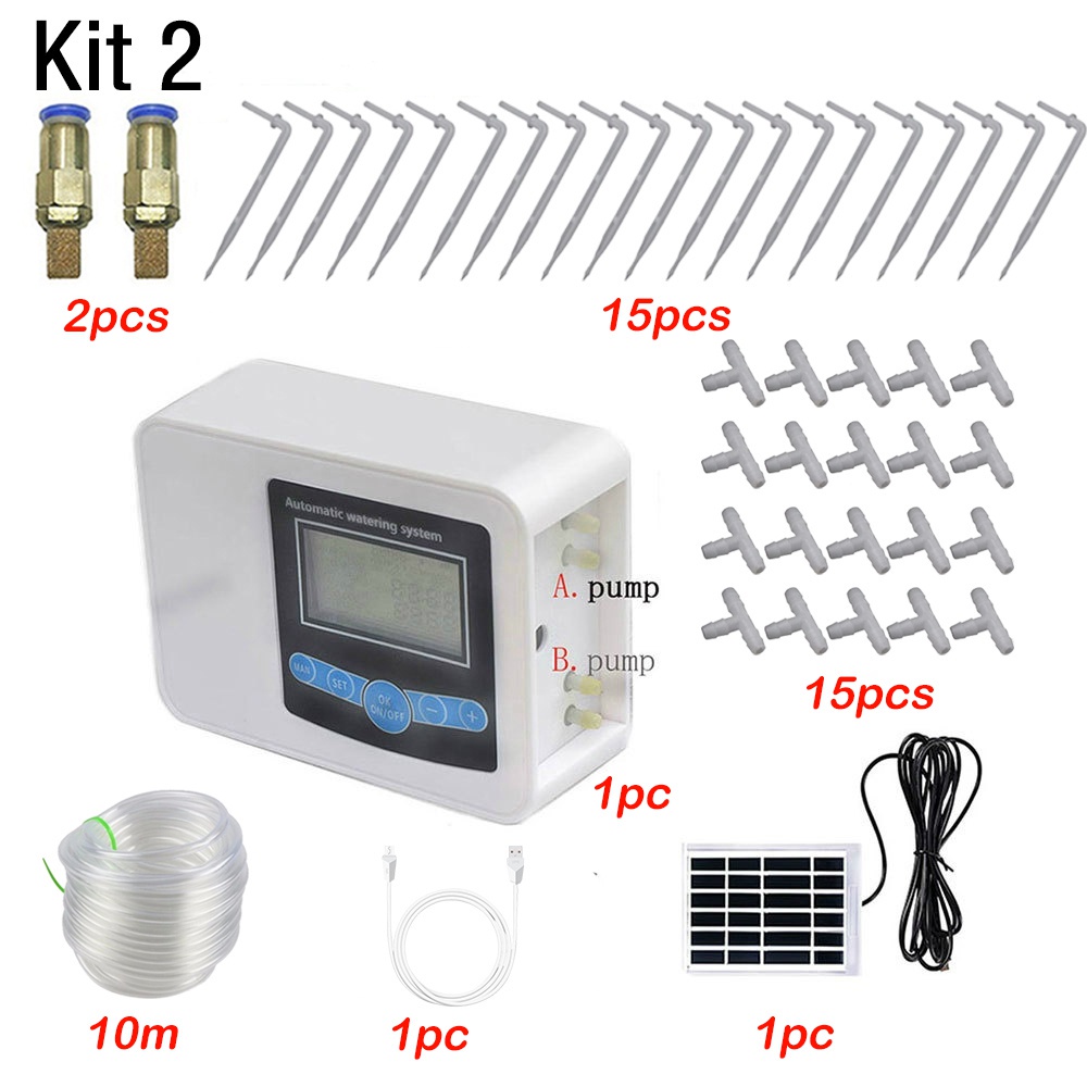 Garden Drip Irrigation Device Double Pump Controller Timer System Solar ...