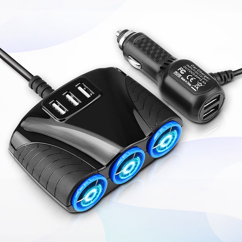 3 Way 12v 24v Multi Socket Car Cigarette Lighter Splitter Usb Charger Adapter Shopee Philippines 3077