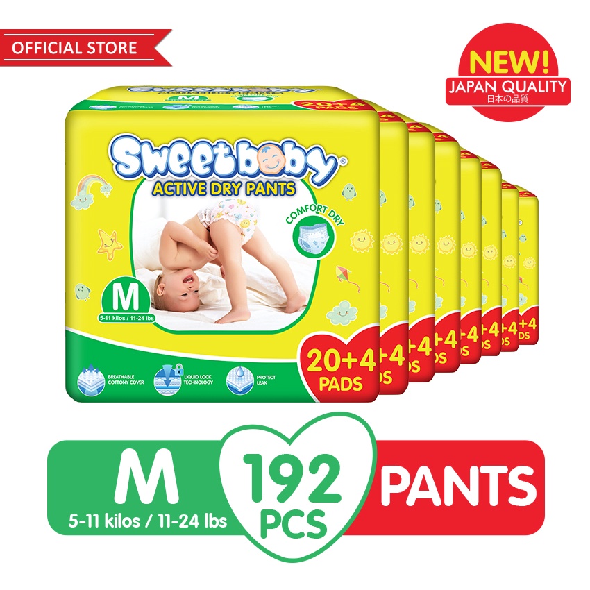 sweetbaby diaper (COD) Sweetbaby Active Dry Pants Medium 20+4 (8 Packs) Shopee Philippines