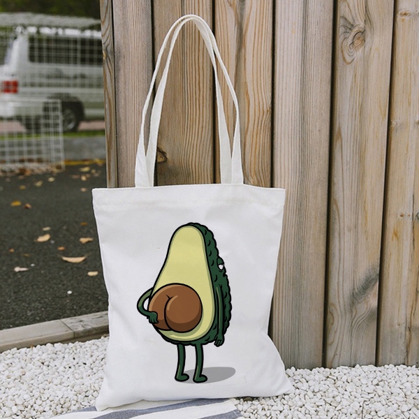 Kawaii Canvas Bag Avocado Strawberry Tote Bag Customize Eco Shopping Bag Girls Casual Shoulder Bags Shopee Philippines