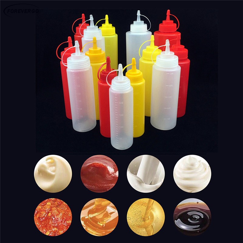 Re 8 16oz Kitchen Plastic Squeeze Bottles Condiment Dispenser Ketchup Mustard Sauce Bottle With 0845