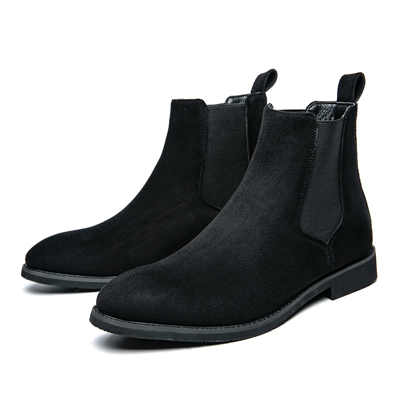 Chelsea Boots Men Short Boots Men's Suede Pointed Martin Boots Leather