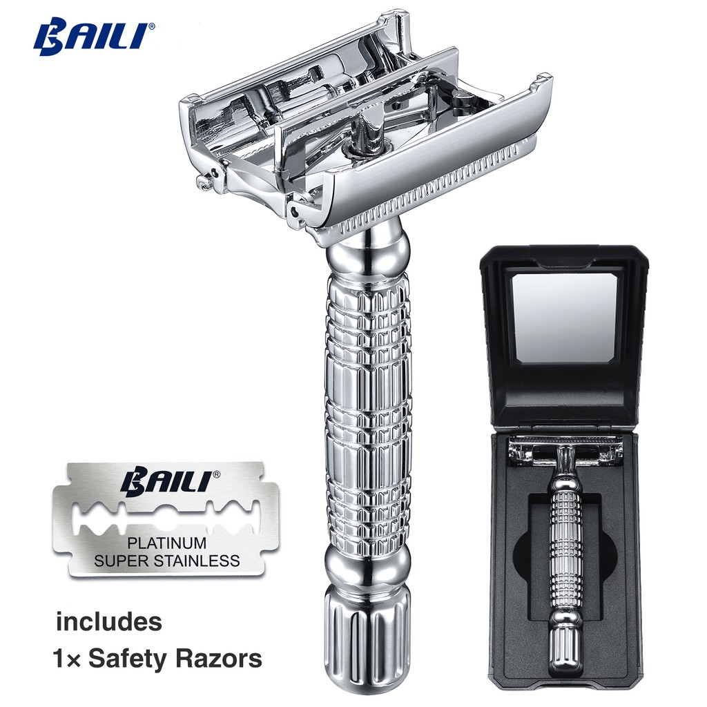Baili stainless steel double edge safety razor sliver manual shaver