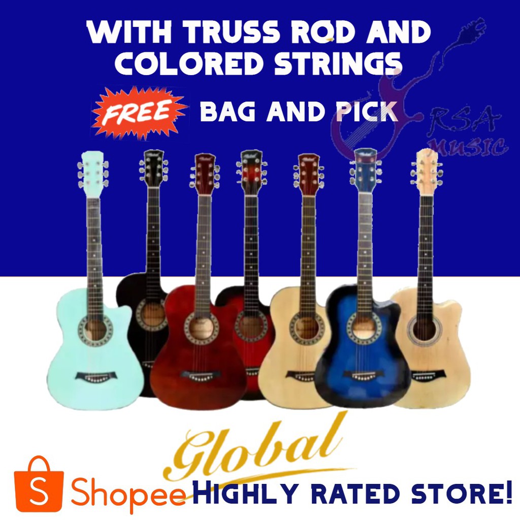 Global Acoustic Guitar with Truss Rod FREE BAG AND PICK Shopee