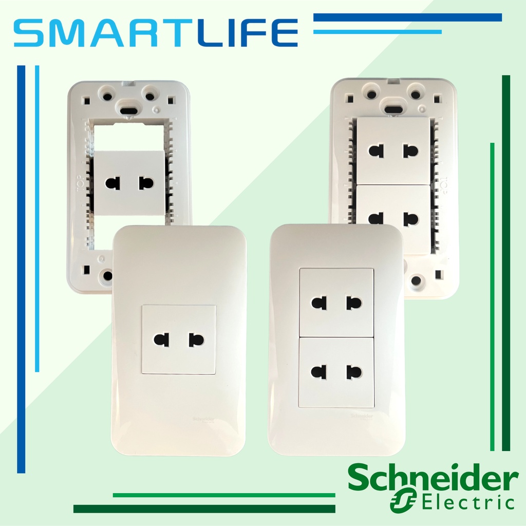 Schneider Flexi 1 or 2 Gang 2-Pin Universal Socket Outlet 10A 250V with ...