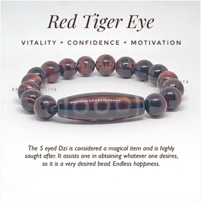 High Quality RED TIGER EYE & 5 EYED DZI FengShui Bead | Shopee Philippines