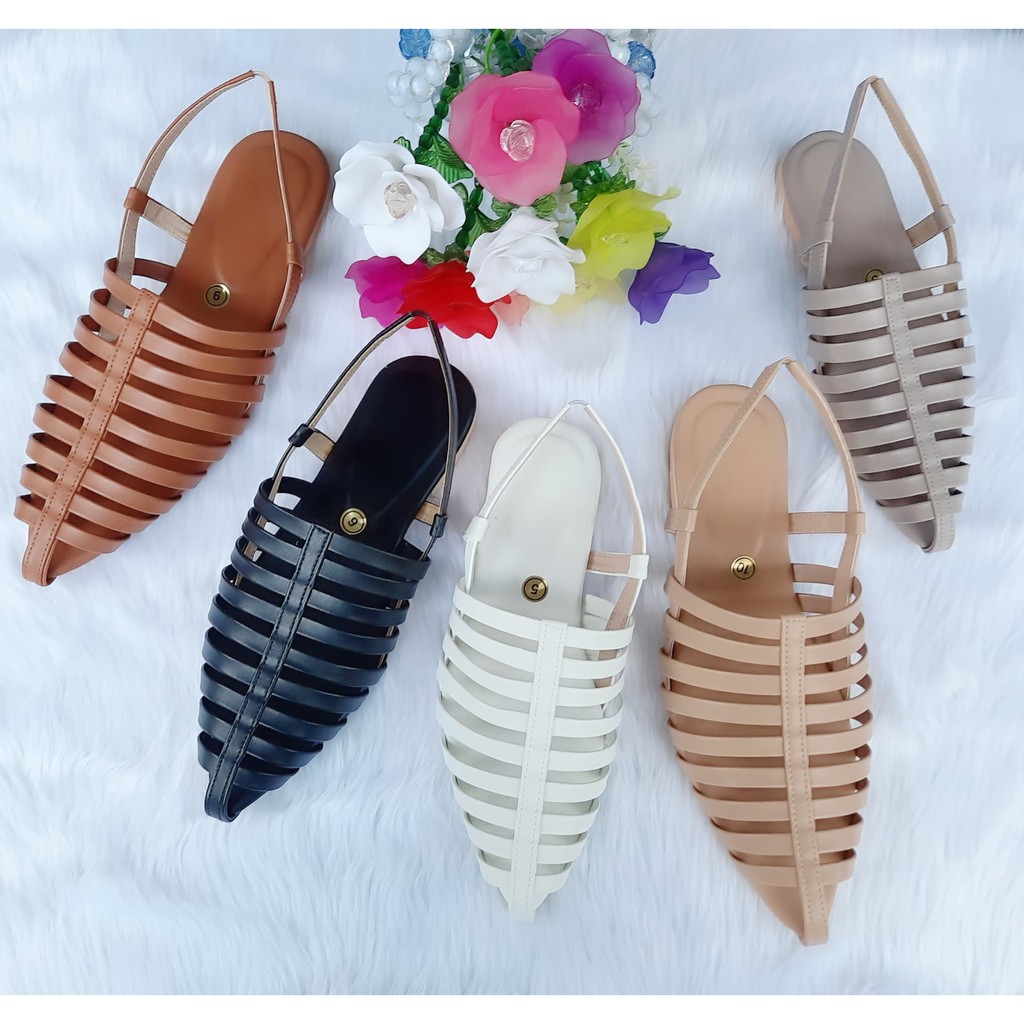 EFF057-MULTIPLE STRING STRAP LEATHER POINTED SANDALS (SLIM FIT)-LILIW ...