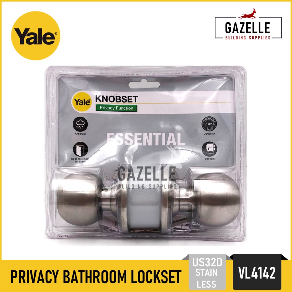 Yale Bathroom Lockset Carolina Door Knob Lock Set Stainless Cylindrcal ...