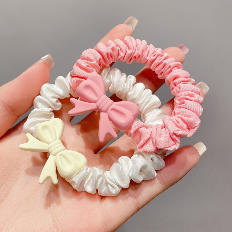 2022 New Korean Fashion Color Bow Head Rope Girls High Elastic Hair ...