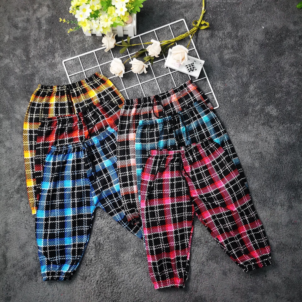 7 design infant boys or girls cotton spandex jogger pants fashion plaid pants anti mosquit leisure