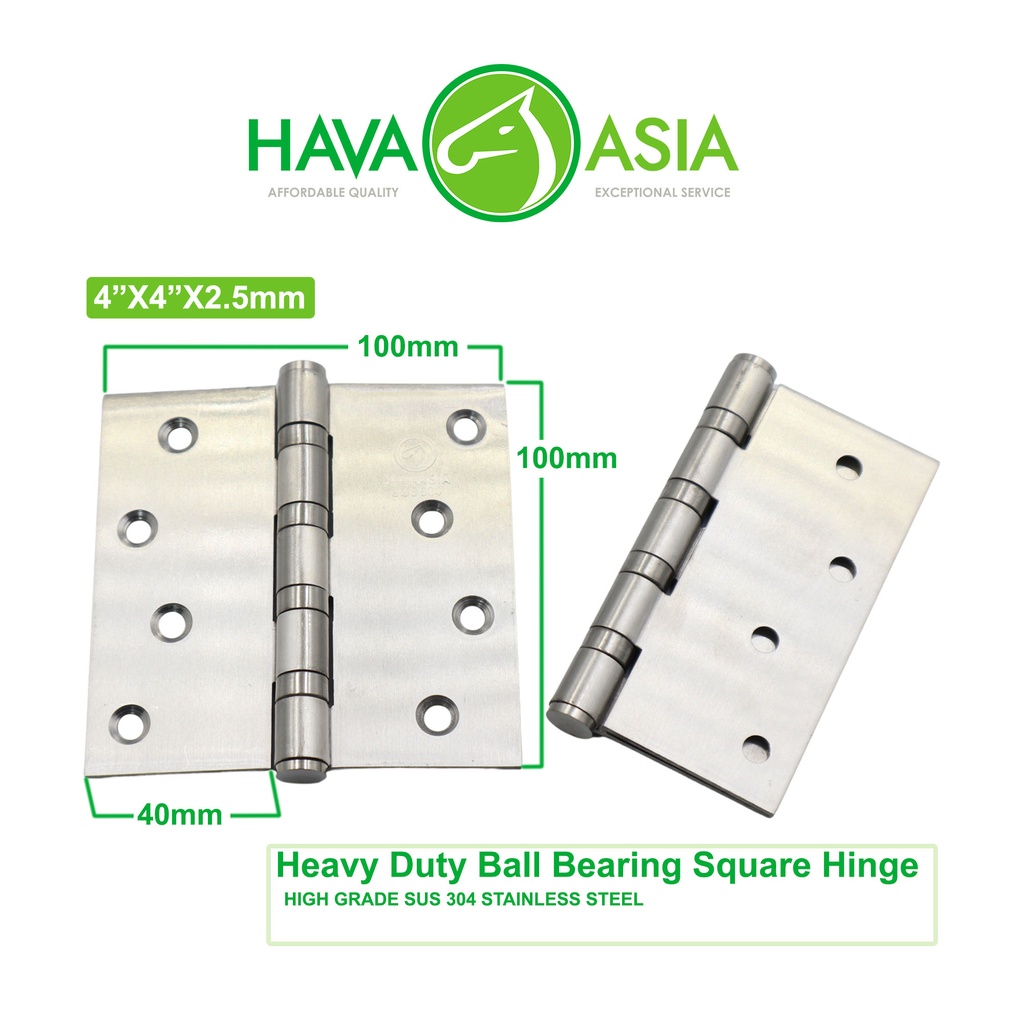 HavaAsia Heavy Duty 4 Ball Bearing SUS304 Stainless Steel Butt Hinges ...