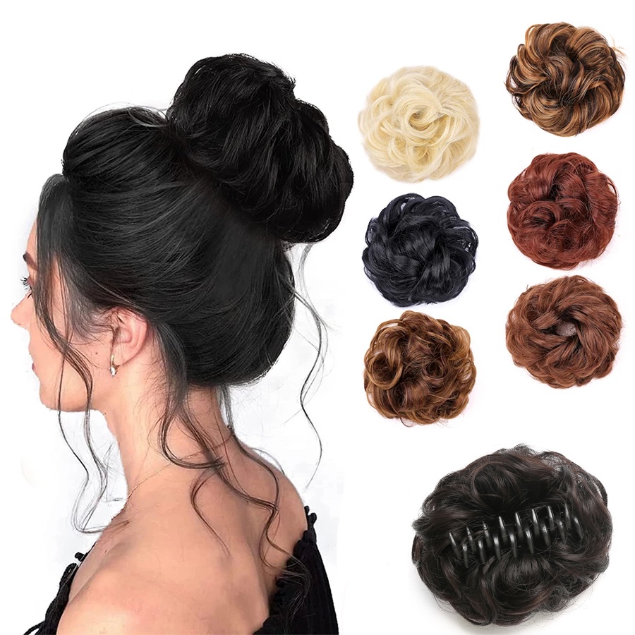 Messy Bun Synthetic Elastic/ Claw Clip Chignon Short Curly Fake False ...