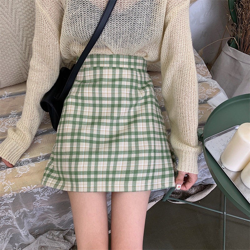 Yihua plaid skirt high waist A line skirt short skirt skirt half skirt girl student plus size 5XL Shopee Philippines
