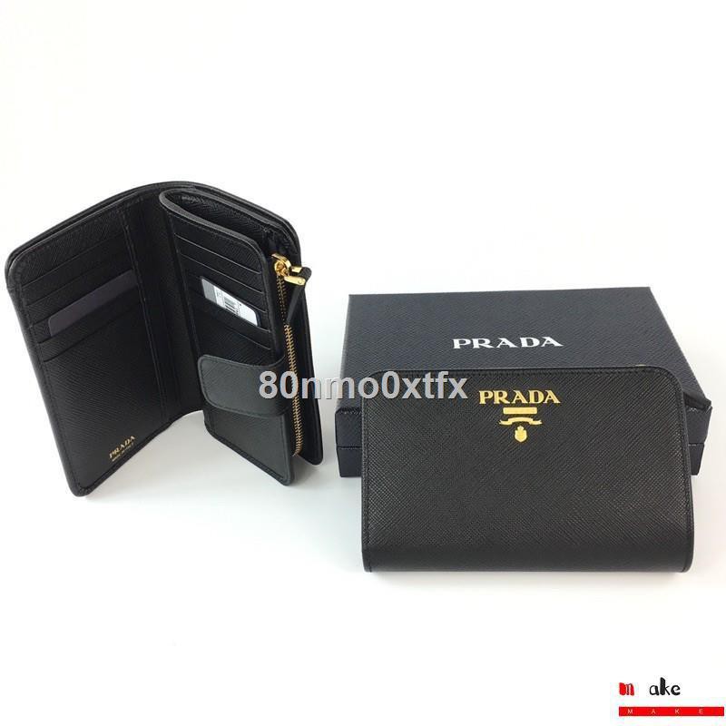 Prada compact wallet hot sale