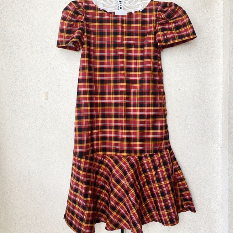 Checkered filipiniana sale dress