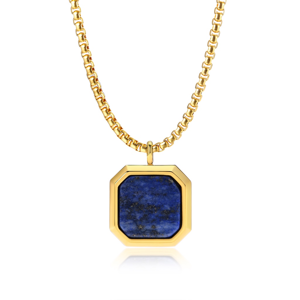 Vnox Luxury Royal Necklaces for Men, Gold Lapis Lazuli Necklace, Tiger
