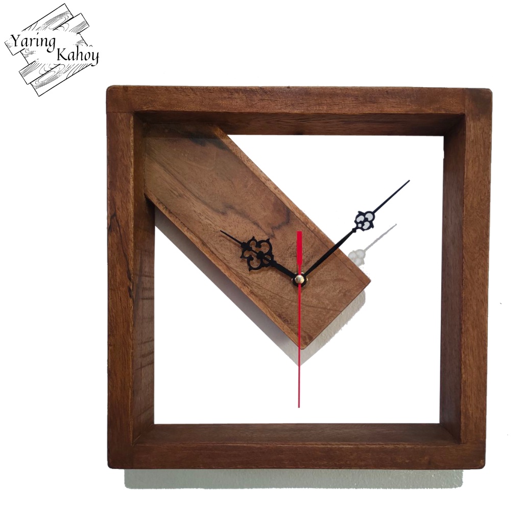 SQUARE CLOCK HALF DIAGONAL wall clock analog display wood furniture ...