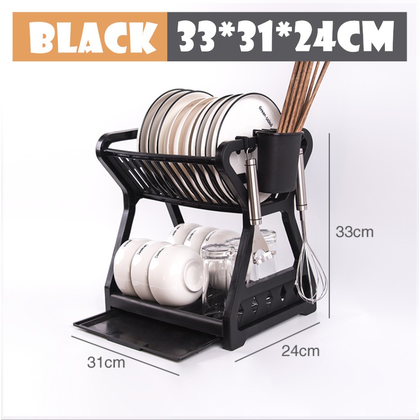 SOLID HOME 2 Layer Plastic Dish Rack Sink Draining Shelf Kitchen ...