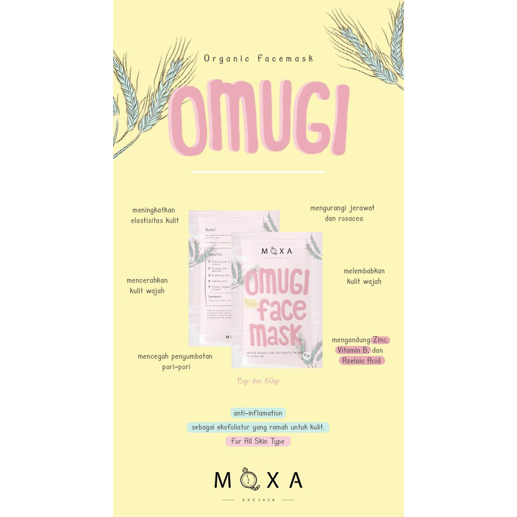 Moxa Face Mask Omugi / Kohi / Kokoa / Miruku / Matcha Mask Shopee