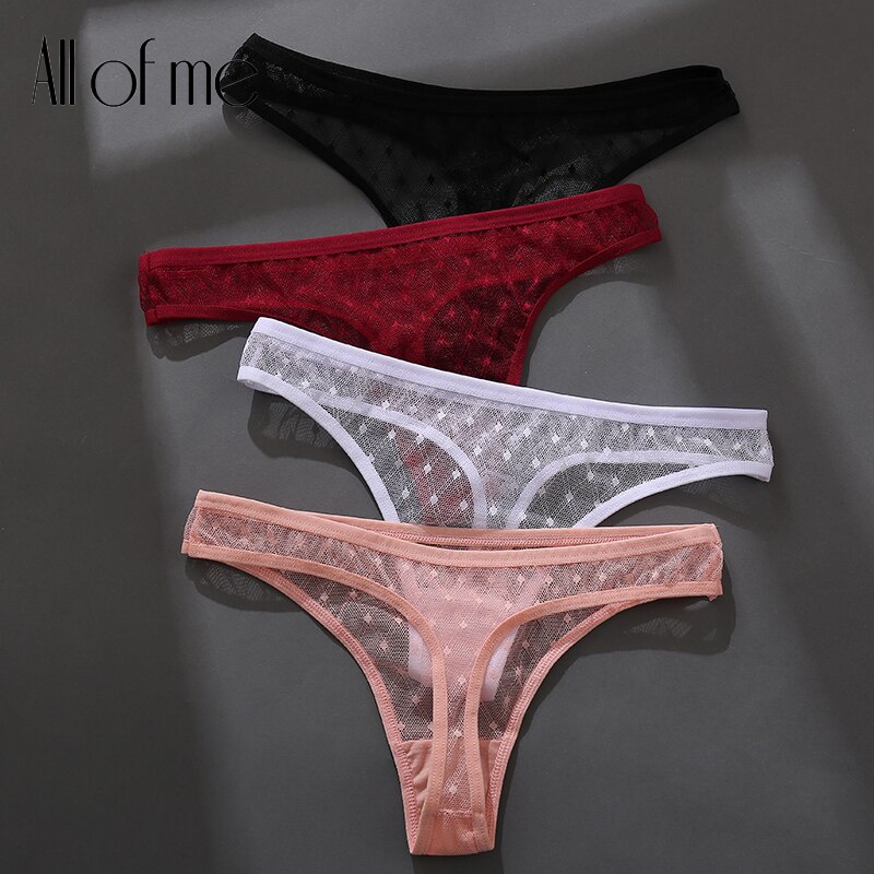 CuteByte Sexy Lace Thongs Women Transparent G-String Panty Dots T-Back  Underwear Fashion Female Underpants M-Xl