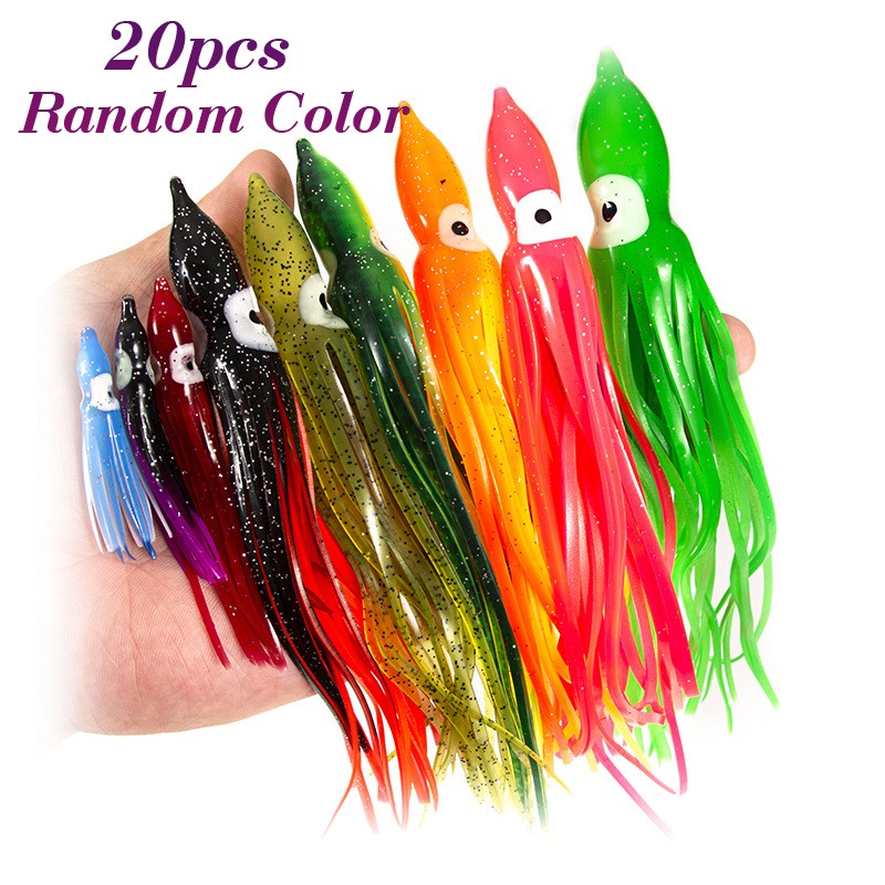 20pcs Artificial Octopus Squid Soft Fishing Lures Bait Saltwater Colorful  5-16cm Soft PVC Material Fishing Lures Fishing Gear