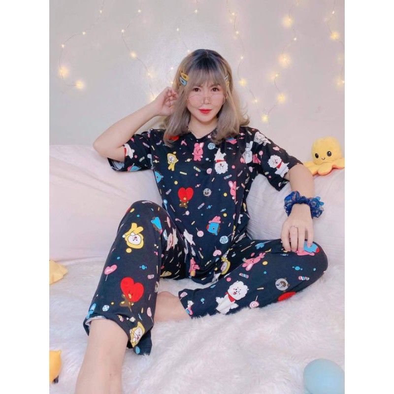 BTS BT21 hellokitty Terno Pajama Adult freesize Shopee Philippines