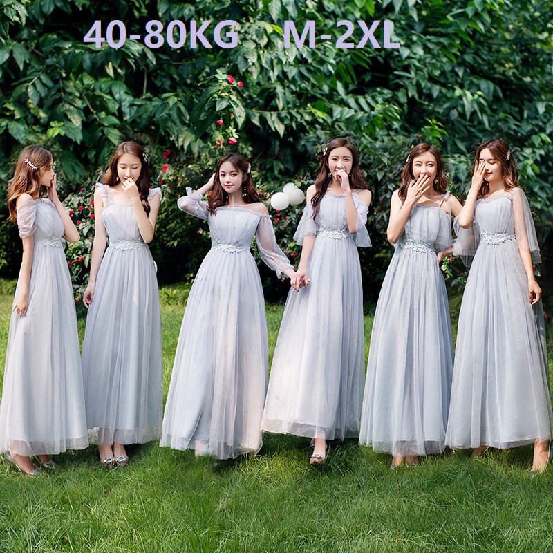 Gray long dress for wedding sale