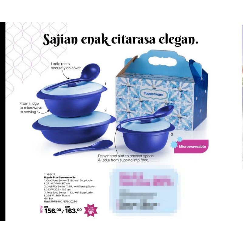 ROYAL BLUE SERVERWARE SET TUPPERWARE | Shopee Philippines